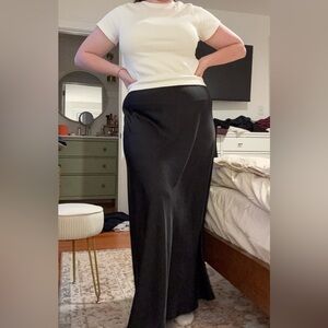 Elegant Black Women's Satin Skirt